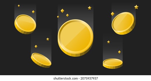 Coins money cryptocurrency asset token yellow falling banner