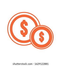 coins money dollars isolated icon vector illustration design