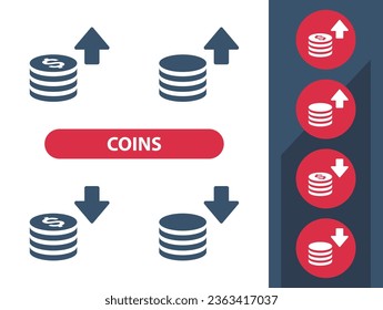 Coins - Money - Finance Icons. Professional, pixel perfect vector icon