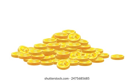 coins, a lot of money, flying gold coins, golden rain. Jackpot or success concept. Modern background. Vector illustration