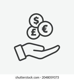 Coins Money in Hand Flat Vector Icon