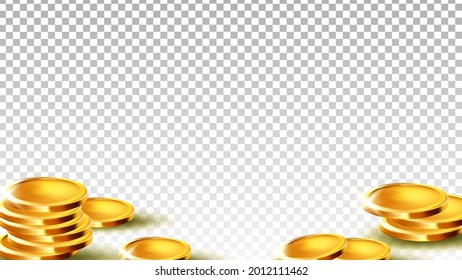 Coins Money Investment Or Saving Piggy Bank Vector. Metallic Coins Treasure For Pay And Buy Goods In Market. Finance Wealth Fortune, Banking Pounds Template Realistic 3d Illustration