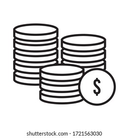 coins money line style vector illustration design