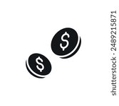 Coins. Money simple glyph icon. Vector solid isolated black illustration.