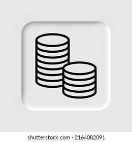 Coins, money simple icon vector. Flat design. Neumorphism design.ai
