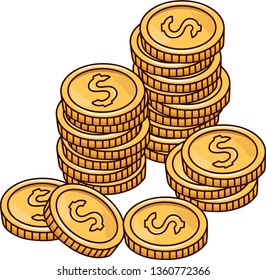coins money stack drawing
