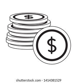 coins money stacked on white background vector illustration