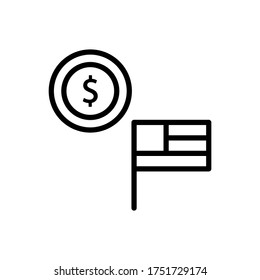 Coins money USA flag icon. Simple line, outline vector elements of America icons for ui and ux, website or mobile application