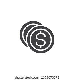 Coins  money vector icon. filled flat sign for mobile concept and web design. Dollar Coins glyph icon. Symbol, logo illustration. Vector graphics svg
