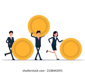 Coins in motion, investment management, Vector illustration