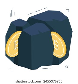 Coins with mountains showcasing bitcoin mining 


