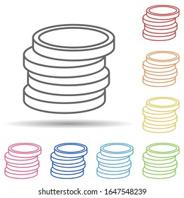 Coins in multi color style icon. Simple thin line, outline vector of mobile banking icons for ui and ux, website or mobile application