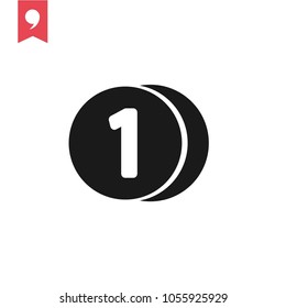 Coins with number one vector icon