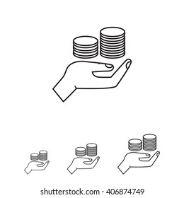 Coins on palm