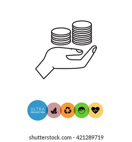 Coins on palm