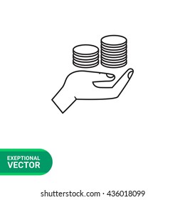 Coins on palm