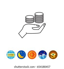 Coins on palm