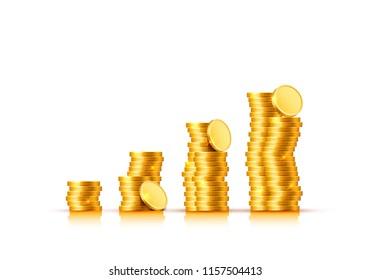 A lot of coins on a transparent background. Vector illustration