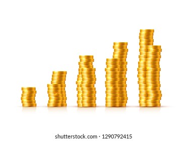 A lot of coins on a transparent background. Vector illustration