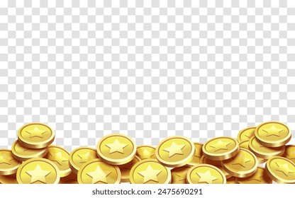 A lot of coins on a transparent background. Vector illustration