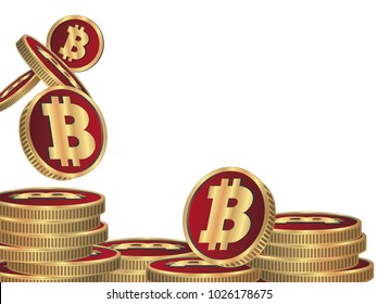 Coins on a white background, bitcoin concept illustration,electronic money