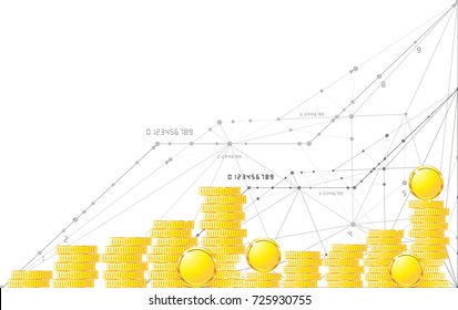 Coins on white background isolated object abstract