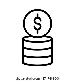 coins outline Icon. bank vector illustration on white background