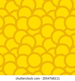 Coins pattern background. Seamless pattern. Wrapping paper. Gold coins top view. Vector background.