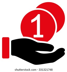 Coins Payment vector icon. Style is flat bicolor intensive red and black symbol, rounded angles, white background.