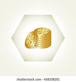 coins and percent sign vector