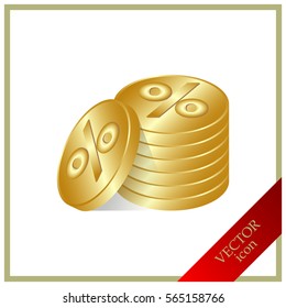 coins and percent sign vector