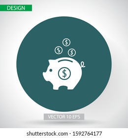 coins piggy bank outline flat vector icon. Single high quality outline logo symbol for web design or mobile app vector icon. Thin line coins piggy bank logo. vector icon gray icon pictogram isolated