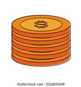 Coins piled up