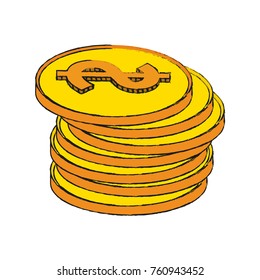 Coins piled up