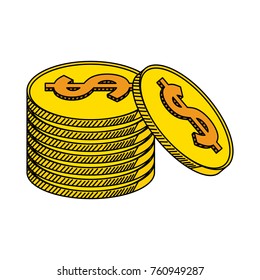 Coins piled up