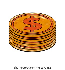 Coins piled up