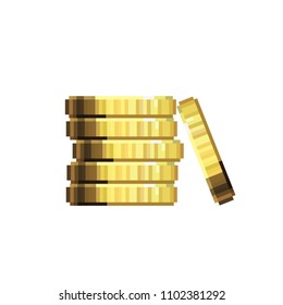 Coins in pixel art, 8 bit, 16 bit, money, gold