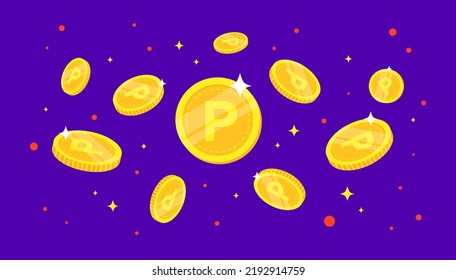 Coins and pollen falling from the sky. money, lotto, confetti, dollar, point. Vector