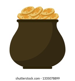 coins pot cartoon isolated