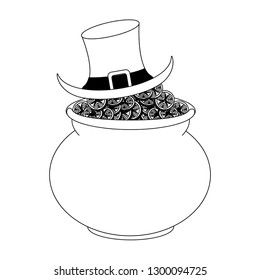 Coins pot with elf hat black and white