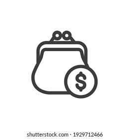 Coins purse icon on white background.