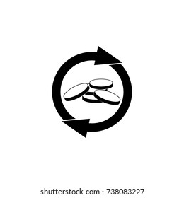 Coins with round arrows icon on white background