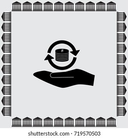Coins with round arrows vector icon