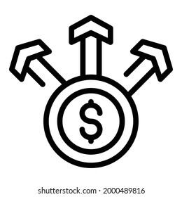 Coins scheme icon. Outline Coins scheme vector icon for web design isolated on white background