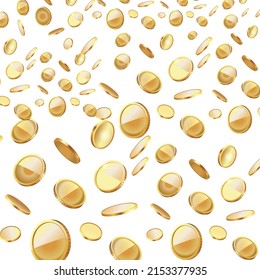 coins seamless pattern. Fabulous scattered INR coins. Big win or success concept.  Coin tile vector illustration.
