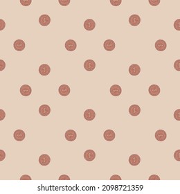 Coins seamless pattern. Hand drawn background from money. Repeated texture in doodle style for fabric, wrapping paper, wallpaper, tissue. Vector illustration.