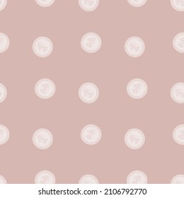Coins seamless pattern. Hand drawn background from money. Repeated texture in doodle style for fabric, wrapping paper, wallpaper, tissue. Vector illustration.