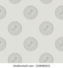 Coins seamless pattern. Hand drawn background from money. Repeated texture in doodle style for fabric, wrapping paper, wallpaper, tissue. Vector illustration.