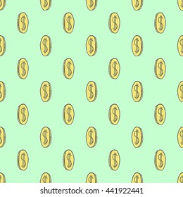 Coins seamless pattern vector