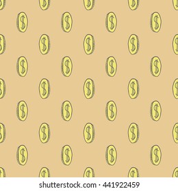 Coins seamless pattern vector